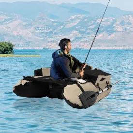 286lbs Inflatable Fishing Boat Durable Belly Boat,Inflatable Float Tube with Oar|Fish Ruler|Pump|Storage Pockets|Repair Tools|Adjustable Straps|Fin for Fishing Rafting,53.5 * 41.3 * 21in