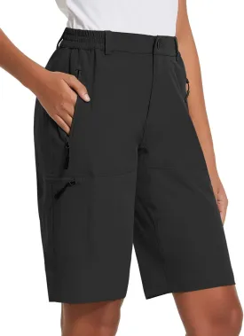 baleaf Women's Long Hiking Bermuda Shorts Quick Dry Summer Golf Shorts Lightweight with Pockets UPF 50  for Camping, Work