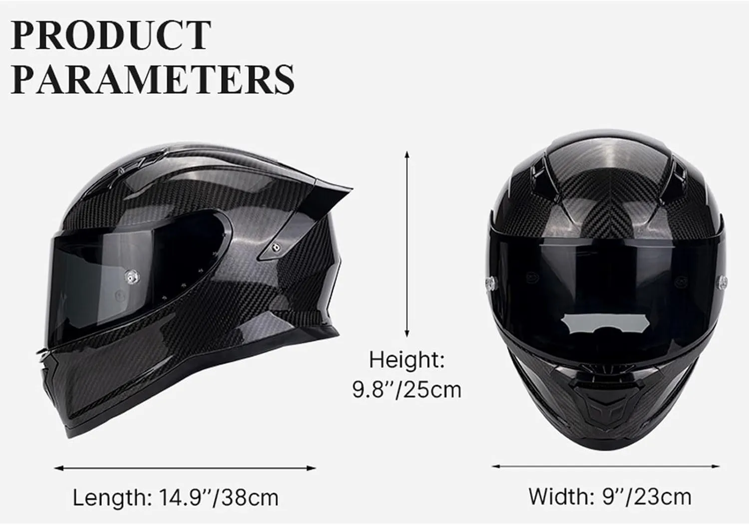 Carbon Fiber Full Face Motorcycle Helmets with Spoiler Sport Touring Street Motorcycle Helmet - Bluetooth Ready Speaker Pockets