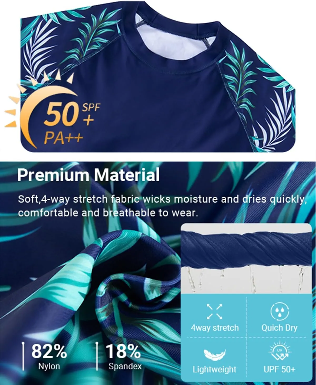 Daci Women Two Piece Rash Guard Long Sleeve Swimsuits UV UPF 50  Swim Shirt Bathing Suit with Boyshort Bottom