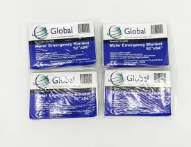 Emergency Mylar Thermal Blankets - 4 Pack | Survival Space Fire Blankets for Outdoor Adventures, Marathons, First Aid | Waterproof & Windproof | Ideal for Camping & Hiking