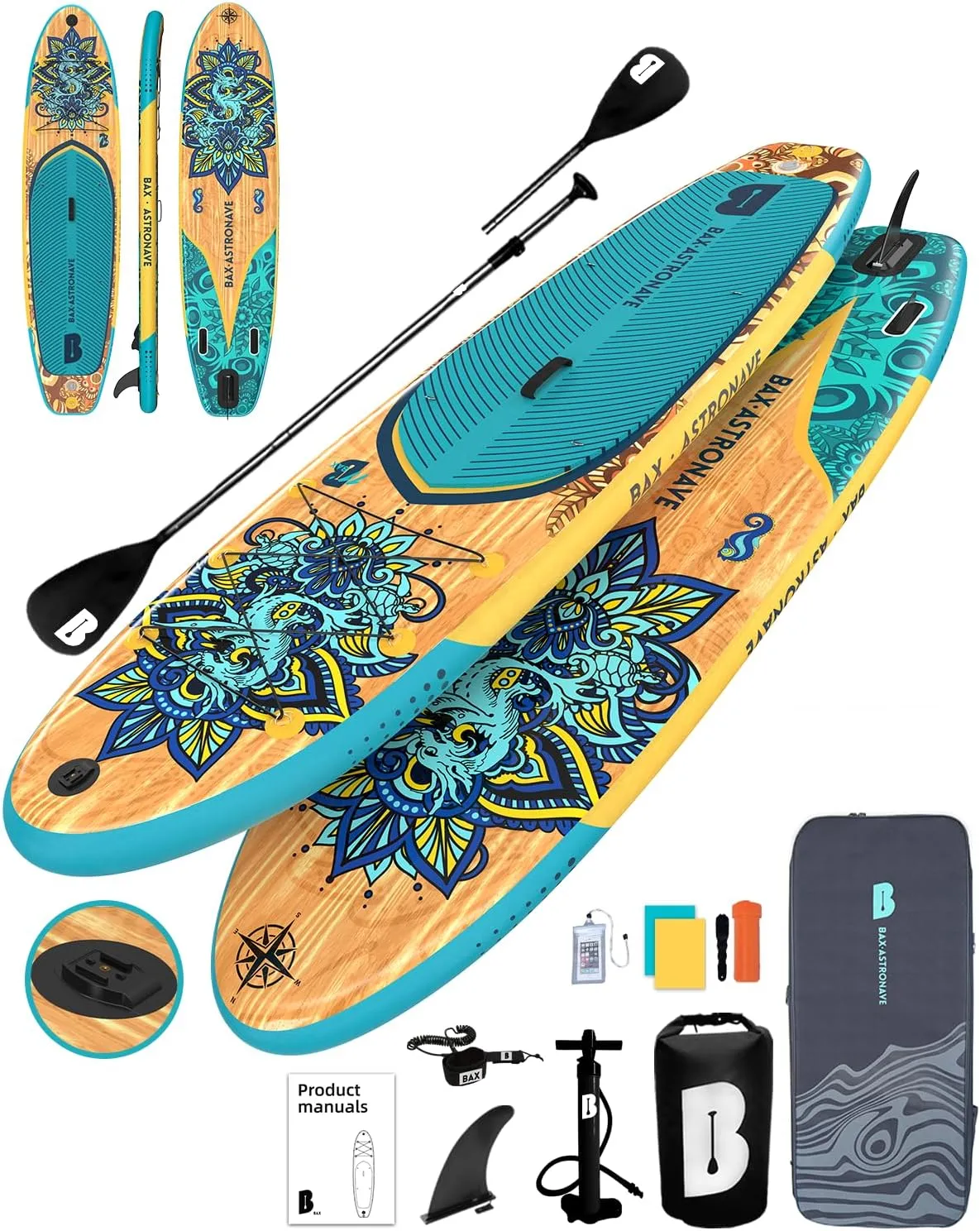 Inflatable Stand Up Paddle Board 11' x 32'' x 6'' Paddleboard with Sup Accessories Backpack, Pump, Adjustable Leash for Adults & Youth of All Skill Levels