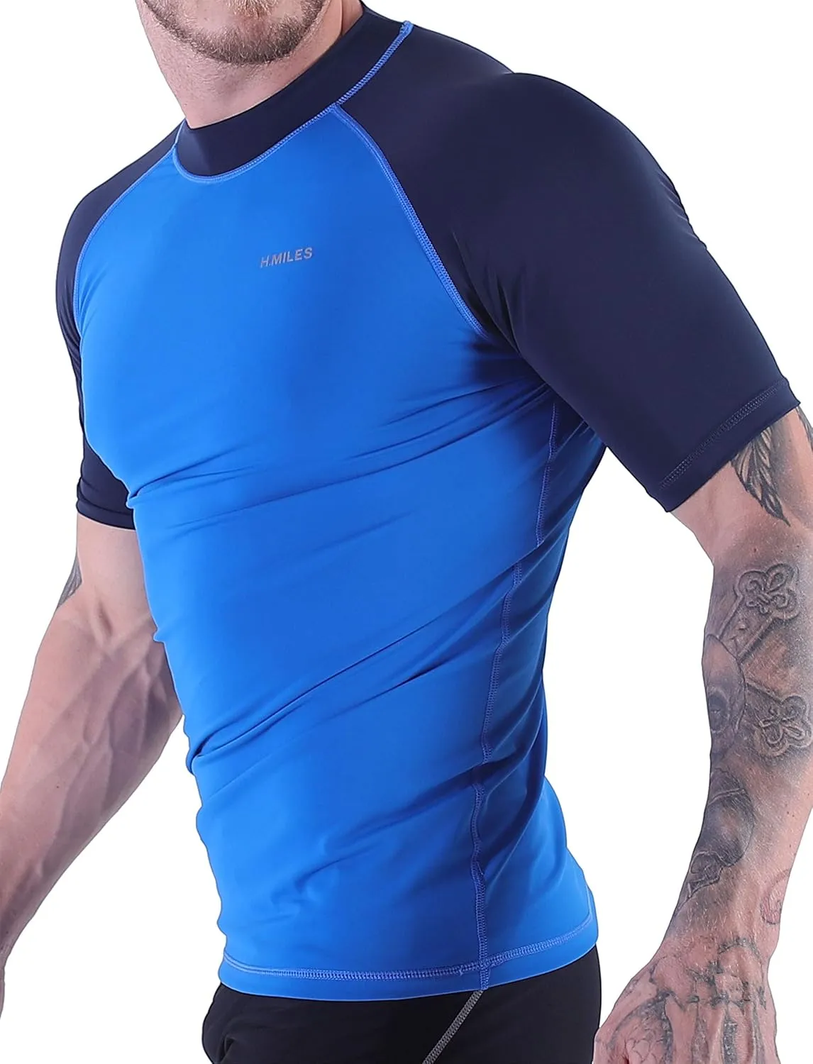 Men's Diving Rash Guard Swim Shirt Loose Fit Athletic Undershirt Quick Dry Surfing Tops UPF 50 