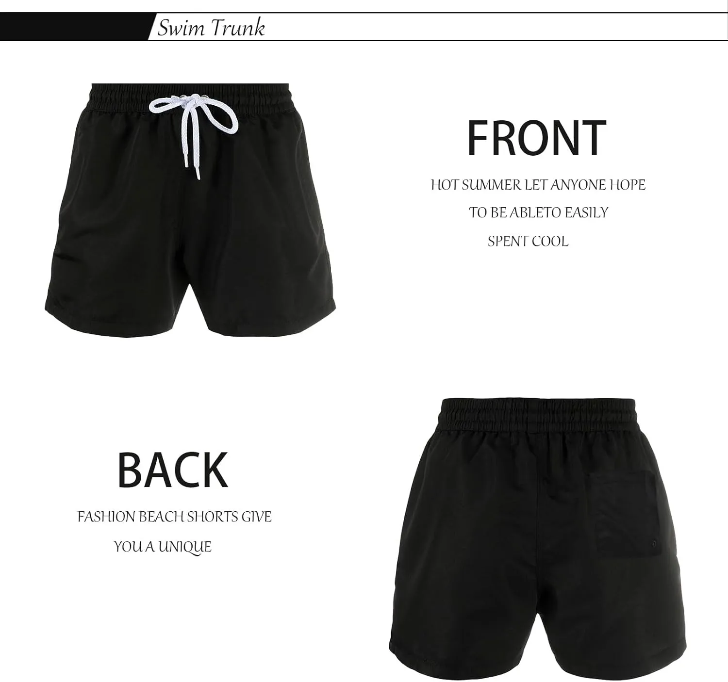 Mens Swim Trunks 5" with Mesh Lining Quick Dry Beach Shorts for Swimming Men Bathing Suit