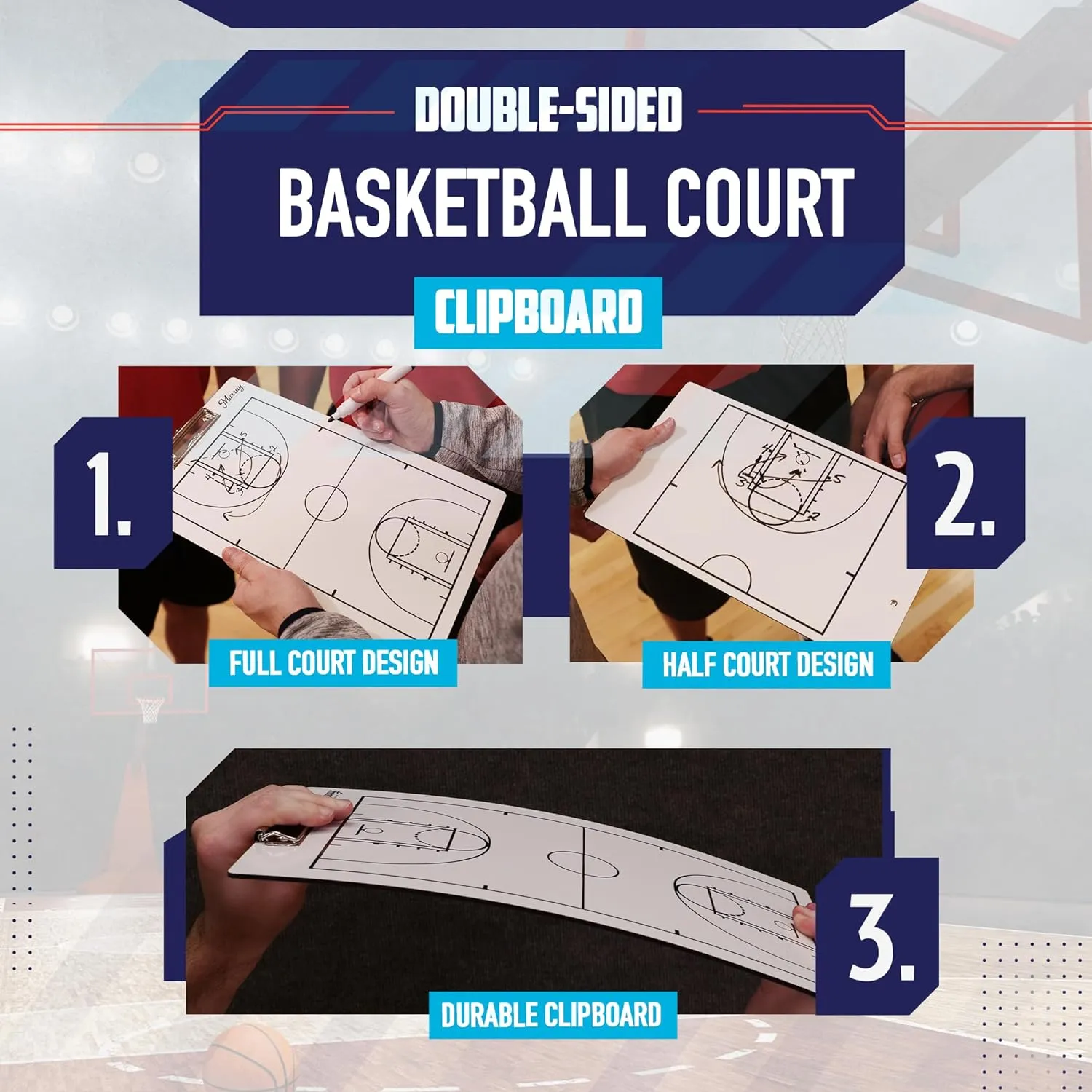 Murray Sporting Goods Dry Erase Coaches Clipboard | Double-Sided Dry Erase White Board