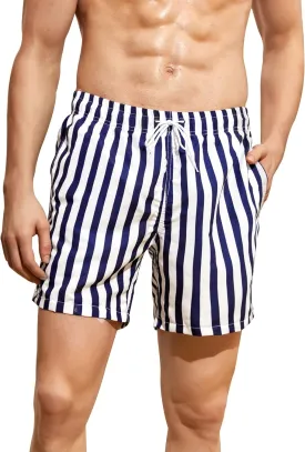 Mywu Mens Swim Trunks 5 Inch Beach Shorts with Mesh Lining Funny Swimming Bathing Suits Quick Dry Swimwear