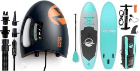 OutdoorMaster Shark High Pressure SUP Pump - Electric Air Pump with 20 PSI Active Cooling System & SereneLife Inflatable Stand Up Paddle Board (6 Inches Thick) with Premium SUP Accessories