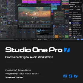 Studio One Pro 7 Perpetual License  Music Production Recording DAW Software with Stem Separation, Splice Integration, Mixing, Mastering, Virtual Instruments, Loops & Samples Included