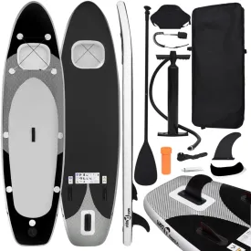 vidaXL Inflatable Stand Up Paddle Board Set Black 141.7x31.9x3.9