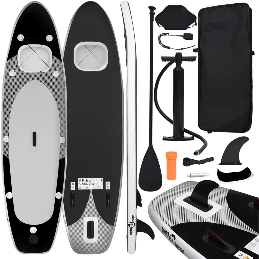 vidaXL Inflatable Stand Up Paddle Board Set Black 141.7x31.9x3.9